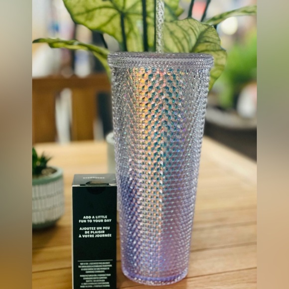 Starbucks Unicorn Bling Iridescent Studded Tumbler Cup 24oz & Matching Keychain - Picture 4 of 13